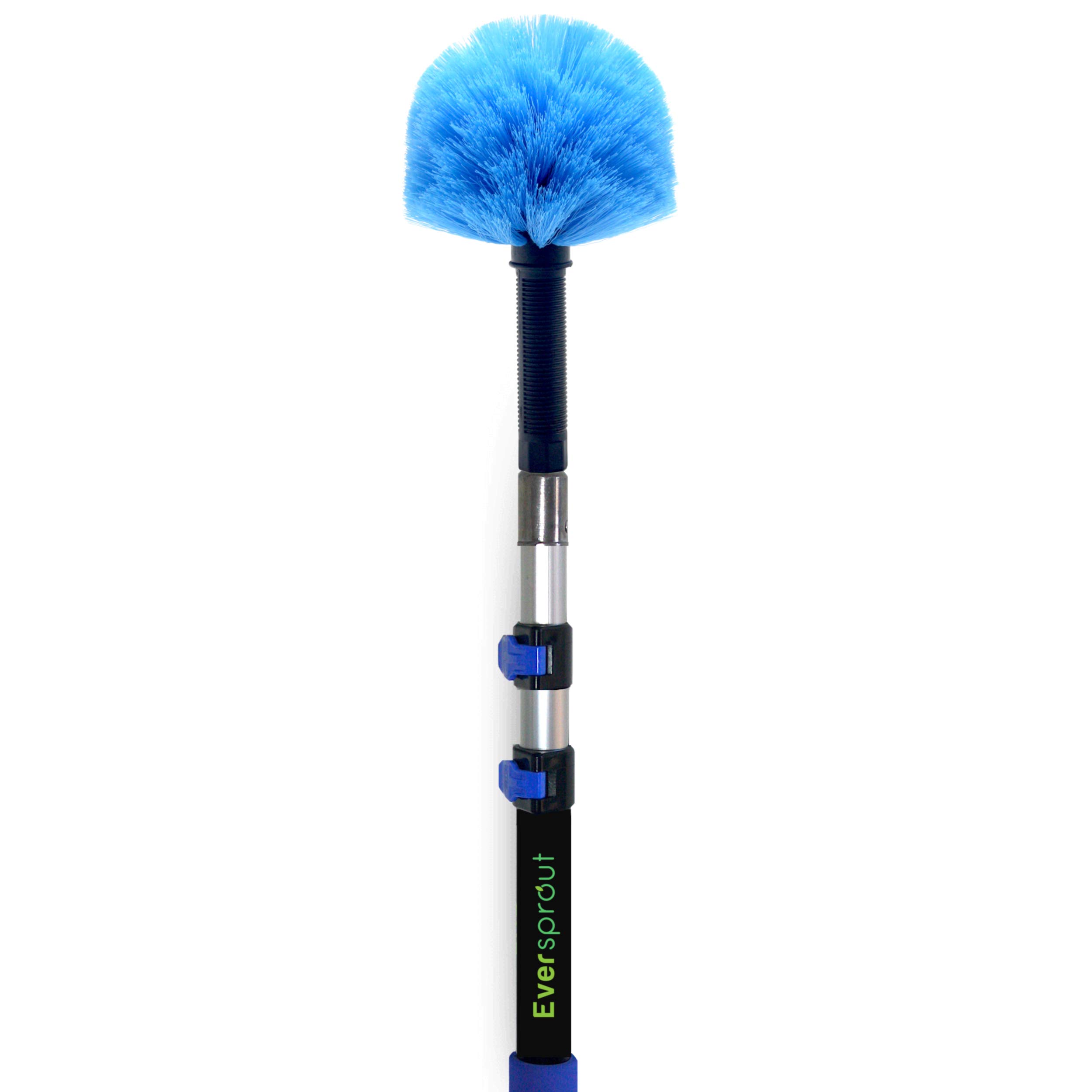 EVERSPROUT 1.5-to-4 Foot Cobweb Duster and Extension-Pole Combo (8-10 Ft Standing Reach, Medium-Stiff Bristles) | Lightweight 3-Stage Aluminum Pole | Hand-Packaged Indoor/Outdoor Use Brush Attachment