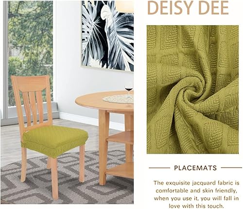 Miniatura 4 de Deisy Dee Fundas de asiento elásticas de jacquard para sillas, fundas de asiento para sillas de comedor, fundas protectoras de asiento de silla