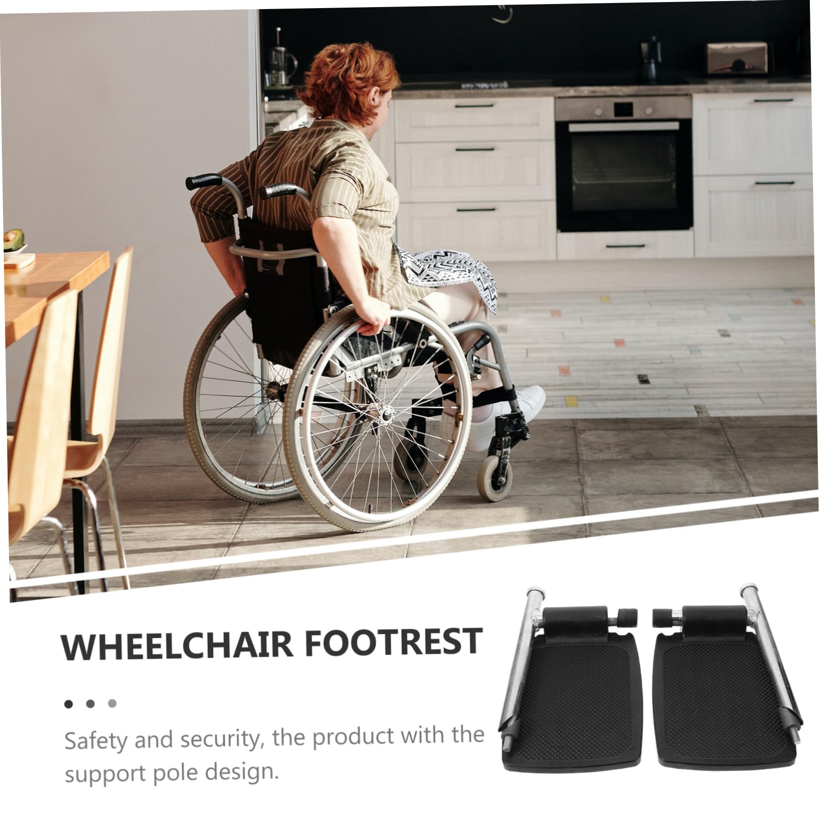 Reposapiés de Silla de Ruedas de Aluminio Negro Soporte | Par de Repuesto, Diseño Elevado, Protección Antideslizante, Adaptación para Uso Diario