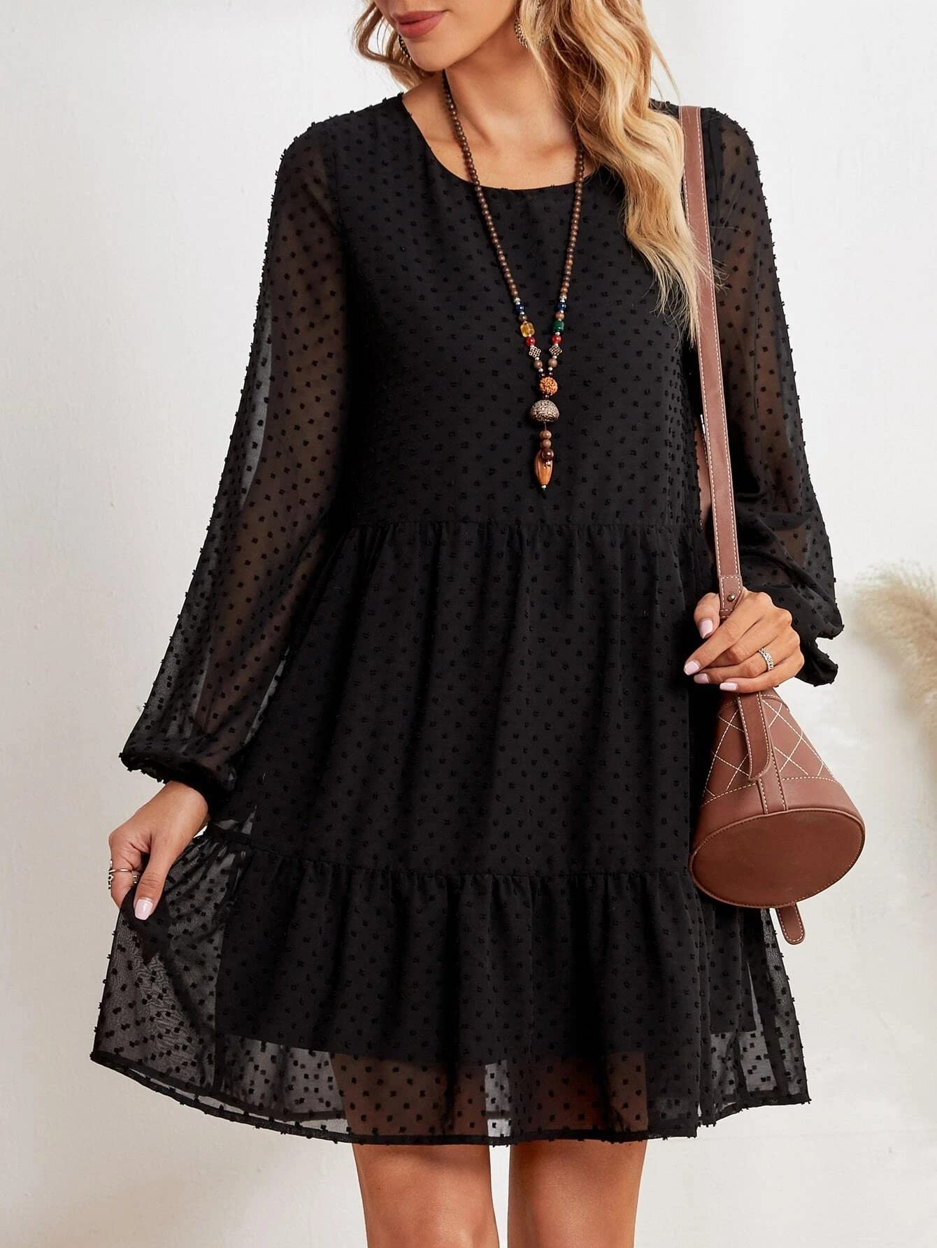 Tagas Women's Georgette Fit And Flare Knee-Length Dress (Op-1000-Black- Black_Xl)