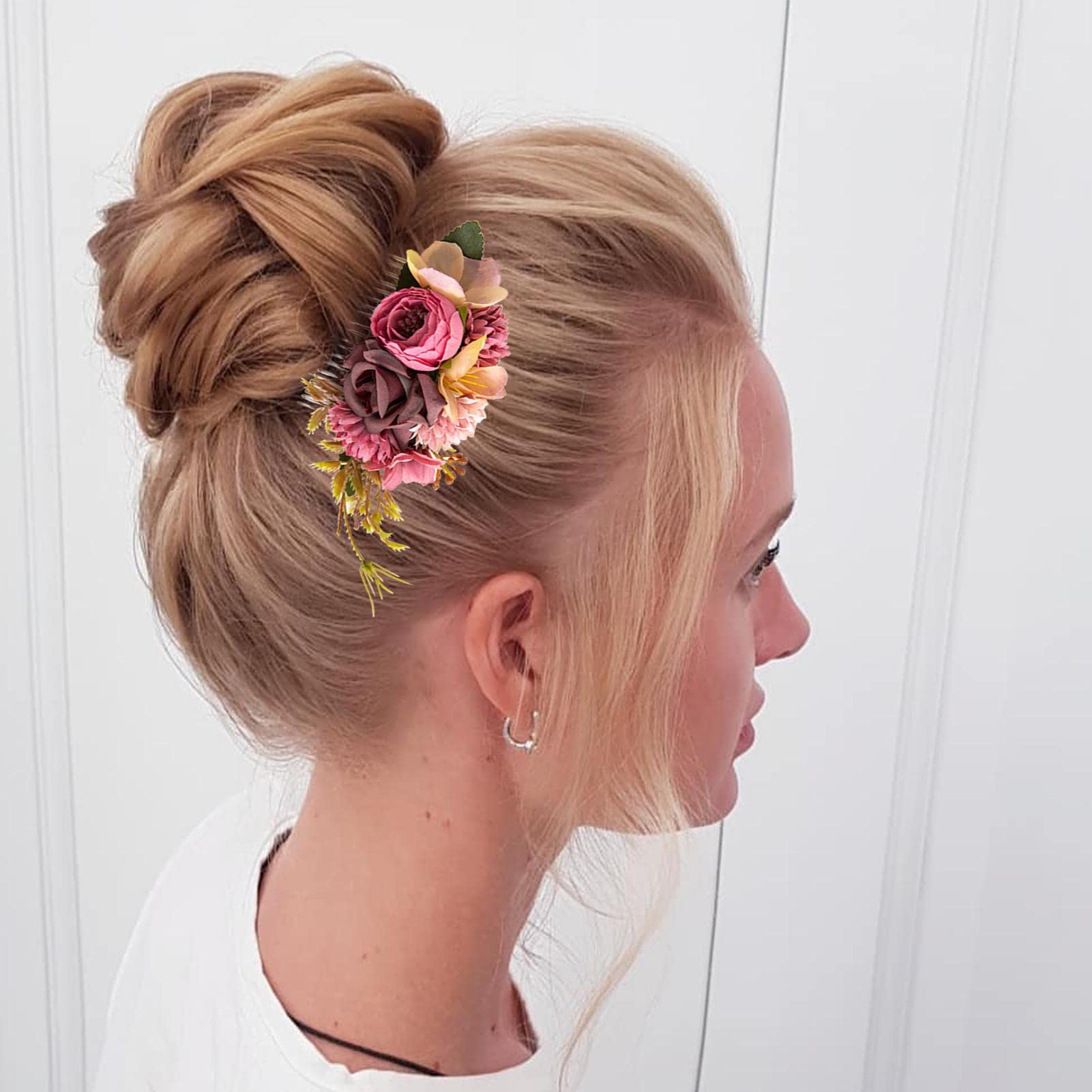 flores,Flores para el cabello la boda - Peineta para el pelo con diseño flores, sencilla montar, peineta Floral para novias, damas, boda, Festival, tocado Teksome