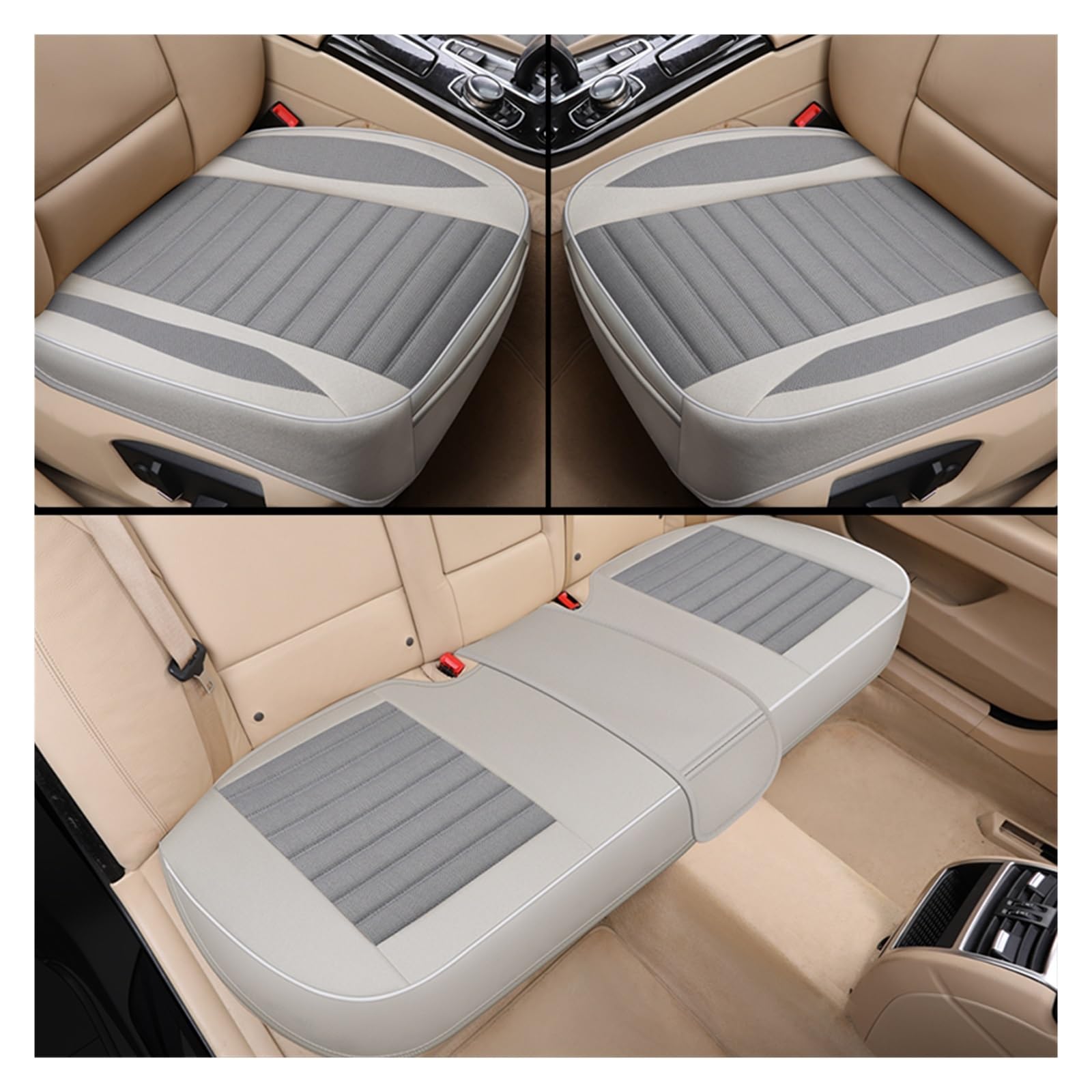 Coprisedile per Auto Four Seasons Cuscino per seggiolino Auto in Lino Traspirante Universale Protezione per Sedile Anteriore/Posteriore。 Copri sedili Auto(Marrone,1xRear Seat Covers)