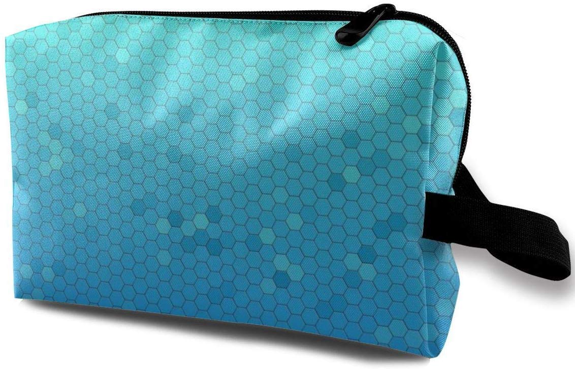 Blue Hexagon Small Travel Toiletry Bag Makeup Bag Super Light Toiletry Organizer for Overnight Trip Bag