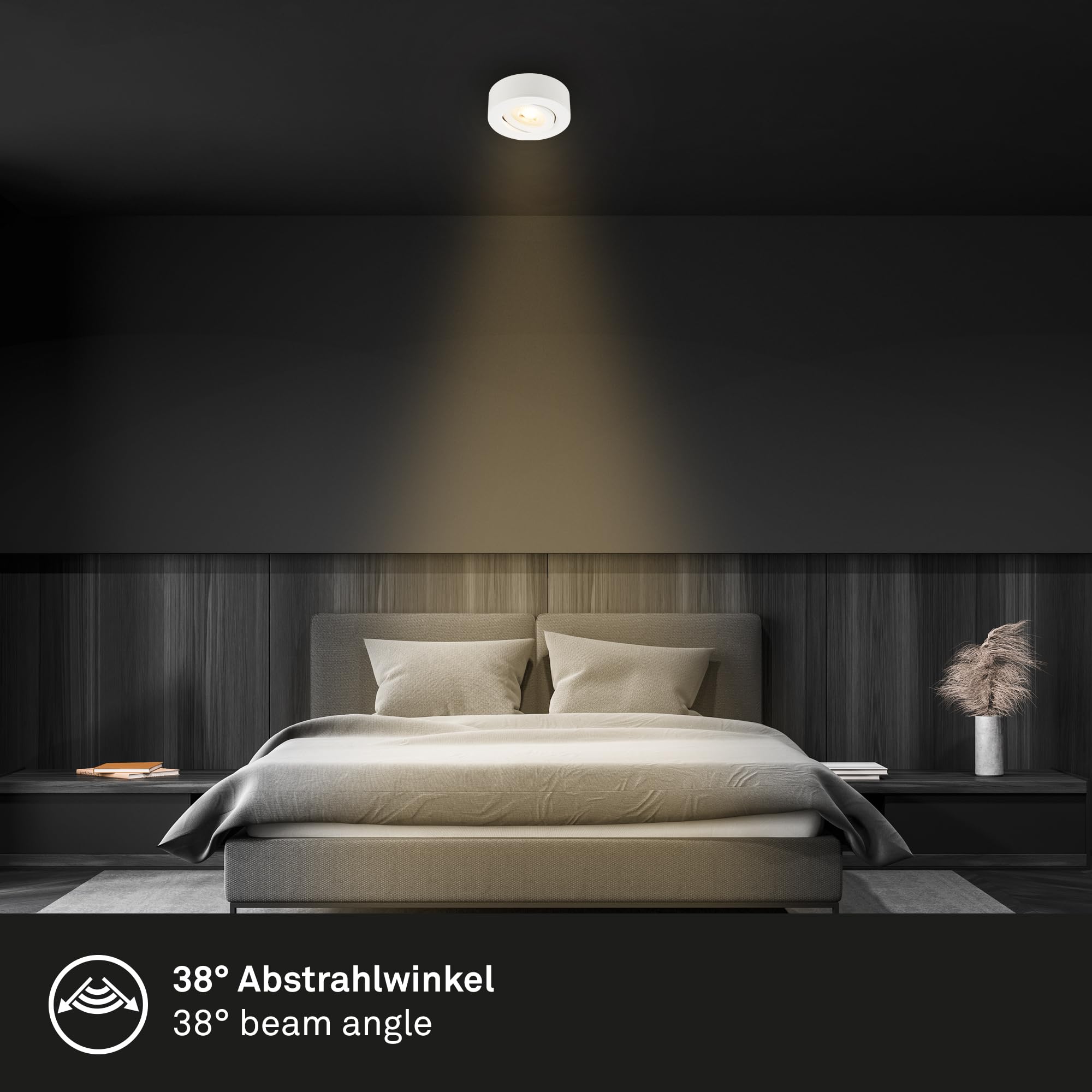 BRILONER - 2 en 1 Foco LED de superficie y empotrable, orientable, luz blanca cálida, plano, LED spot 230V, foco de techo, 68mm agujero, 90x30mm (DxH), blanco