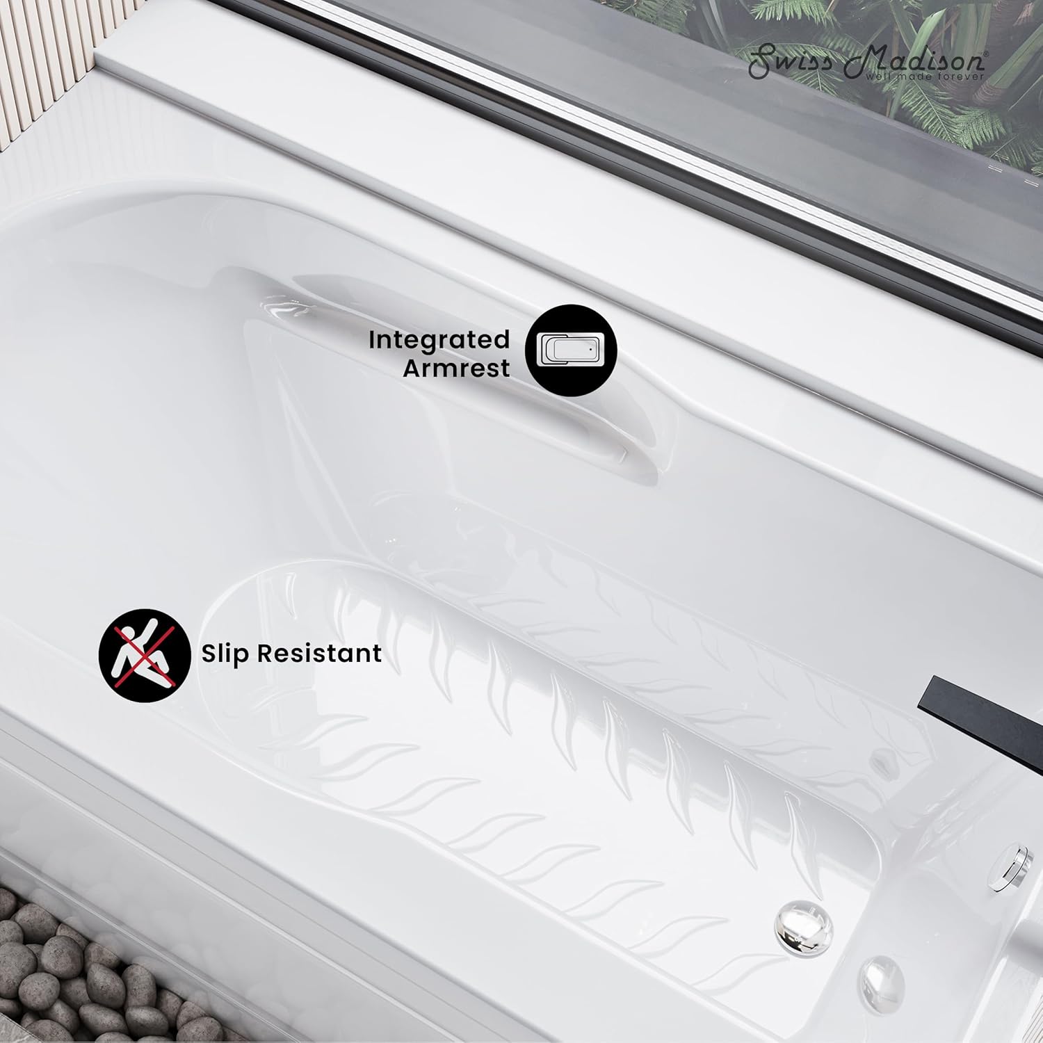 Swiss Madison Well Made Forever SM-AB560, Concorde 60 in. x 32 in. Acrylic Glossy White, Alcove, Integral, Right-Hand Drain, Apron Bathtub