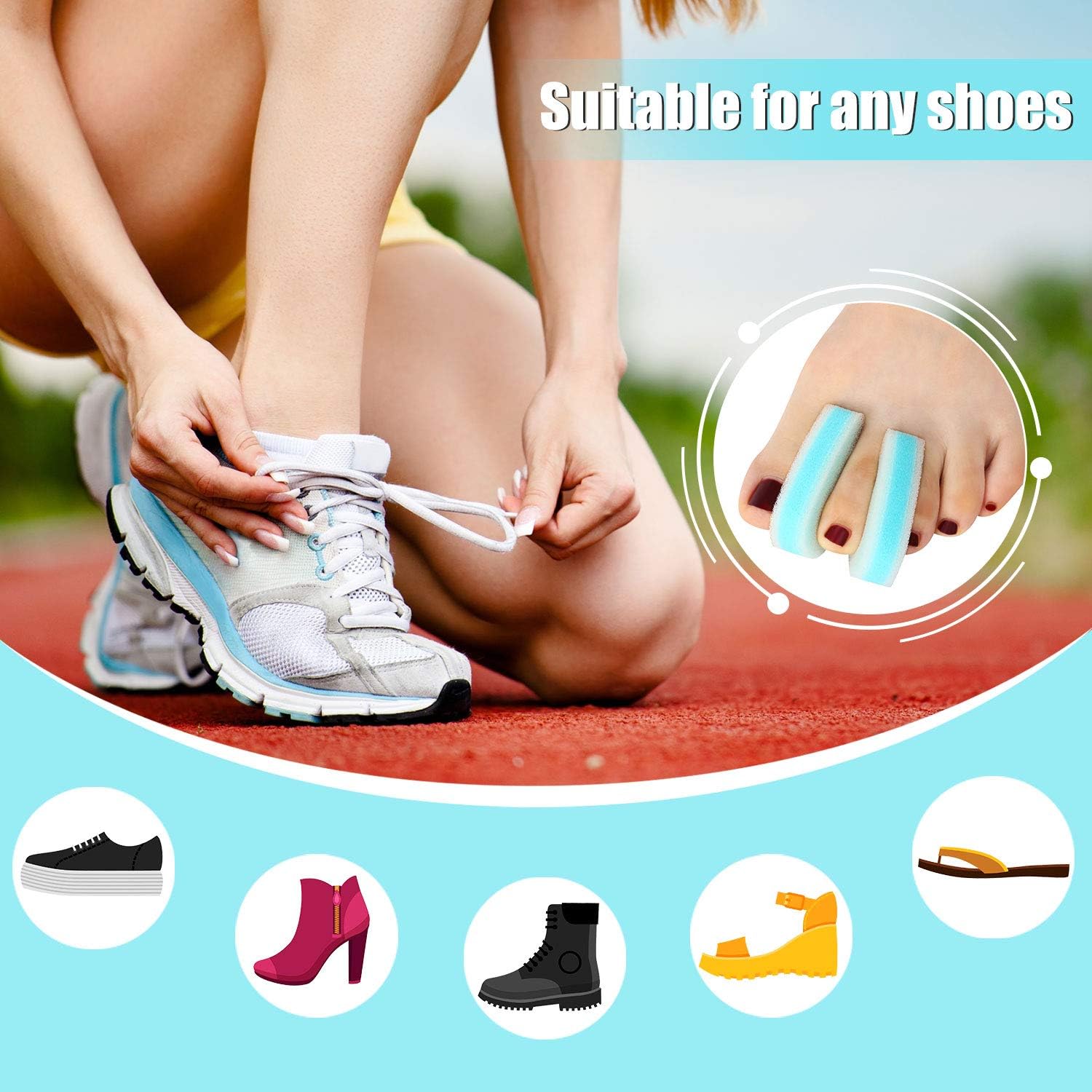 Mudder 16 Pieces Foam Toe Spacers for Feet Women 3 Layer Foam Toe Separators for Overlapping Women Men Relief Friction Hammer and Prevent Corns