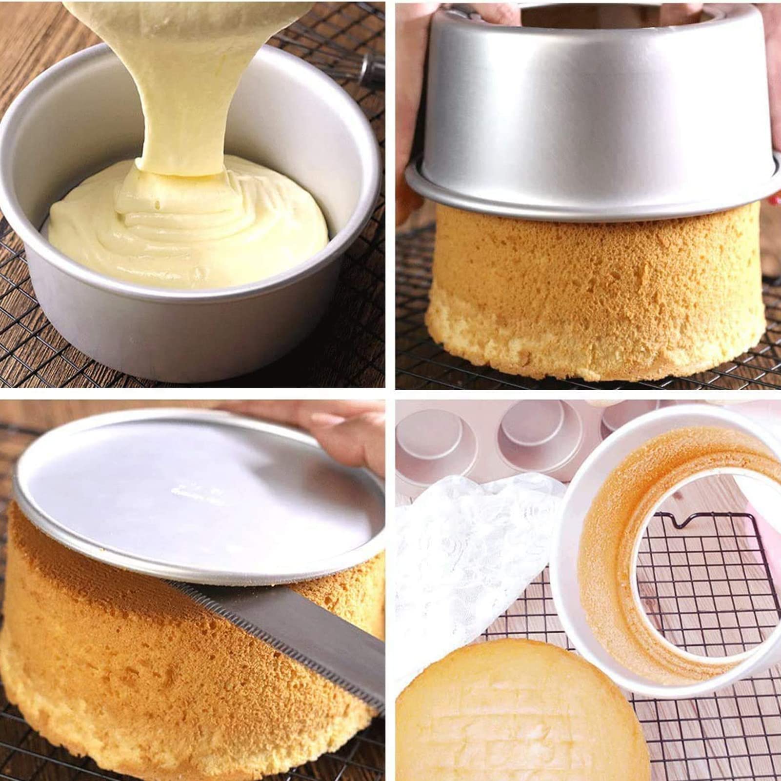 Cake Pan Set 4, 6, 8 Inch Nonstick Round Bakvormen Aluminium voor Mini Cake, Pizza, Cheesecake