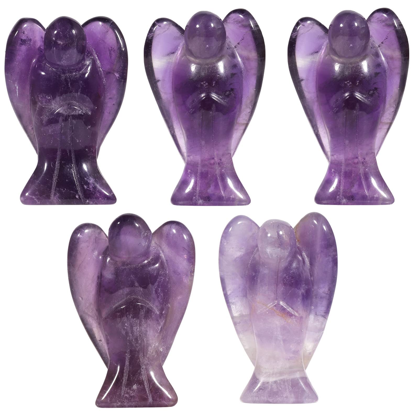 Figurines en cristal de guérison pour apaiser le stress ange améthyste 5pcs