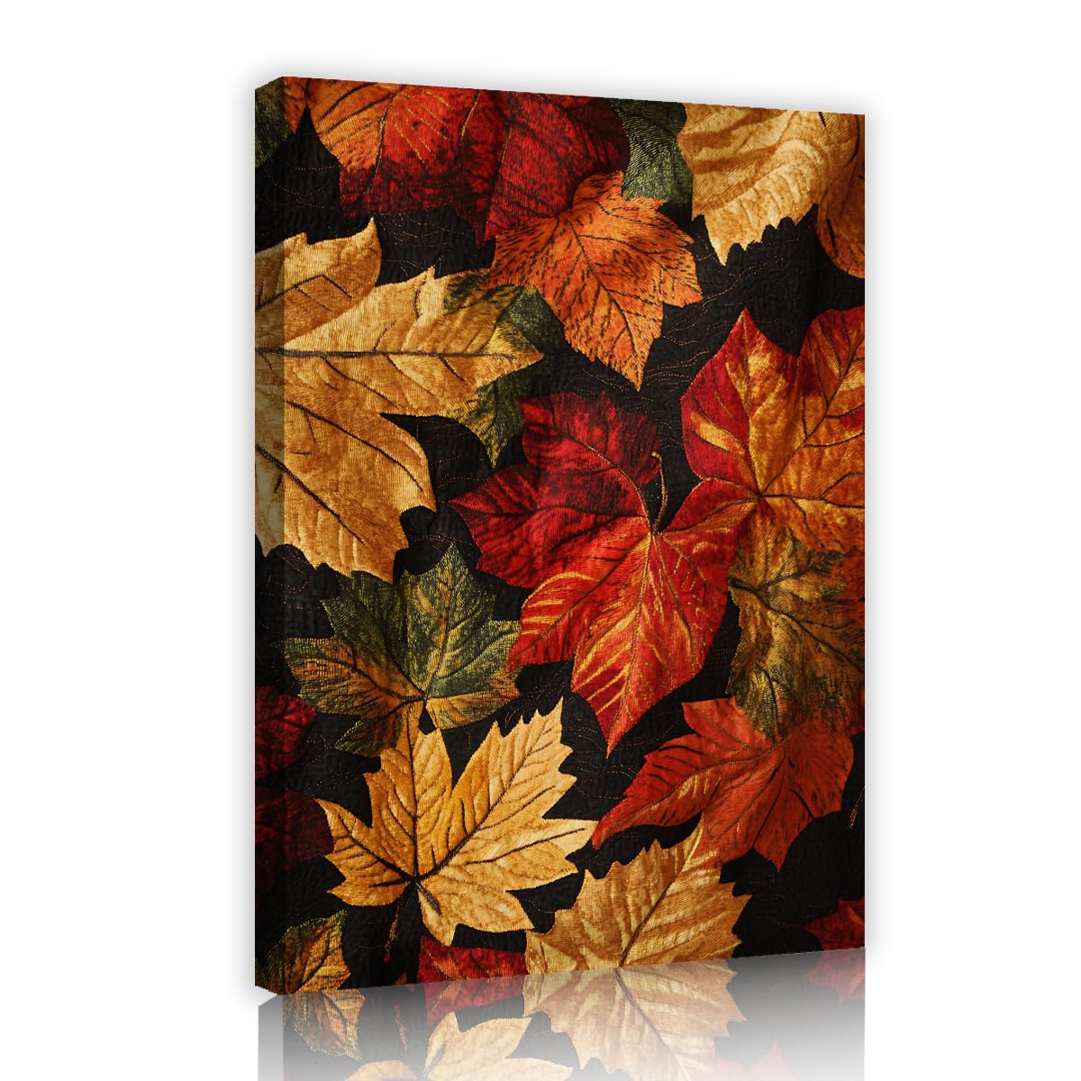 Via Vela Fbh08 Rustic Country Canvas Wall Art Golden Autumn Maple Leaf Painting Dark Thanksgiving Background Pattern Picture Poster Print For Fireplace Kitchen Lounge Decor 40X60cm