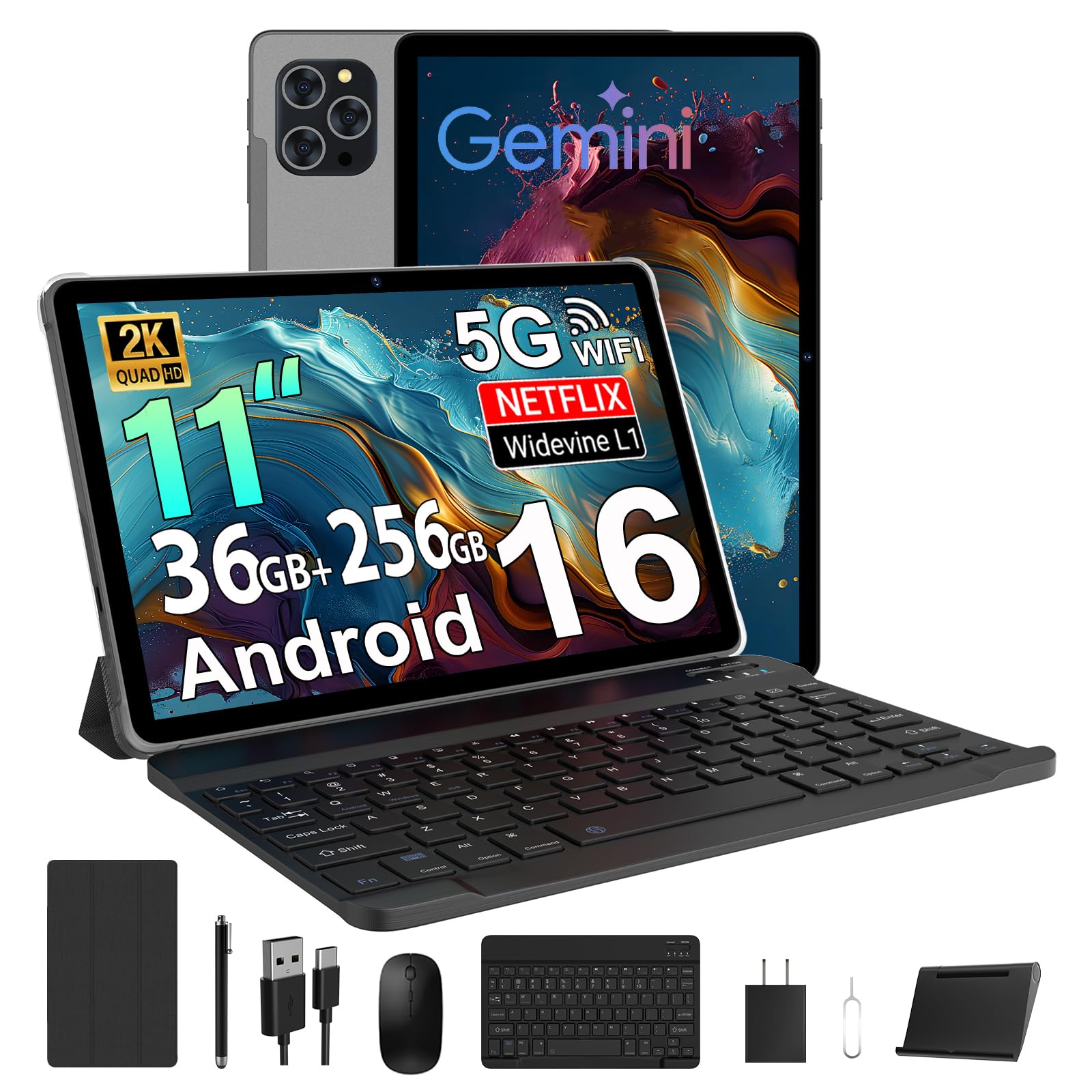 Android 16 Tablet with Gemini AI, 11 Inch Tablet FHD Display, 1920