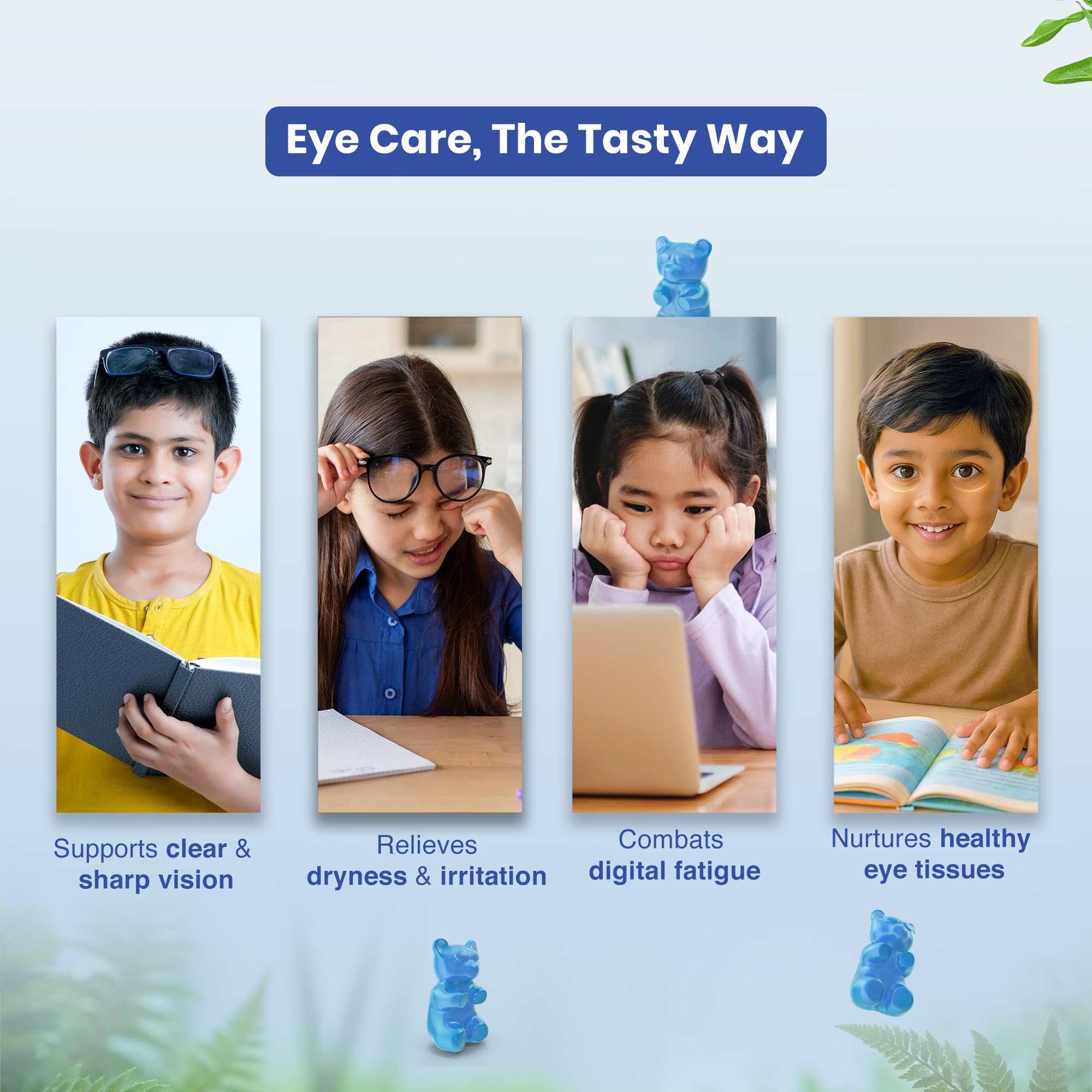 BabyOrgano® Nutriverse Eye Care Gummies for Kids (2-15 Years)– Sharper Vision and Healthy Eyes with Natural Ingredients - New Launch (Blueberry) - Image 4 thumbnail