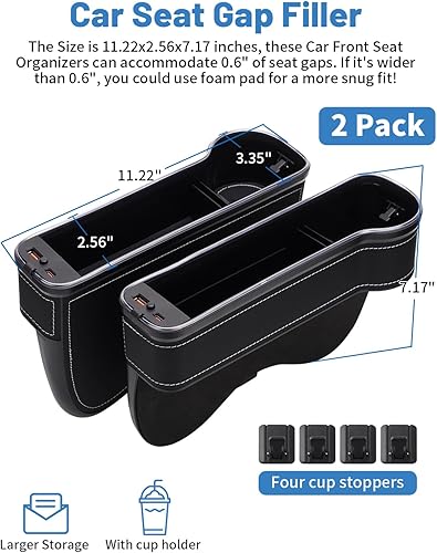 Miniatura 2 de Shademax Organizador LED para asiento de automóvil, consola lateral de almacenamiento entre asientos con portavasos, almacenamiento RGB que cambia