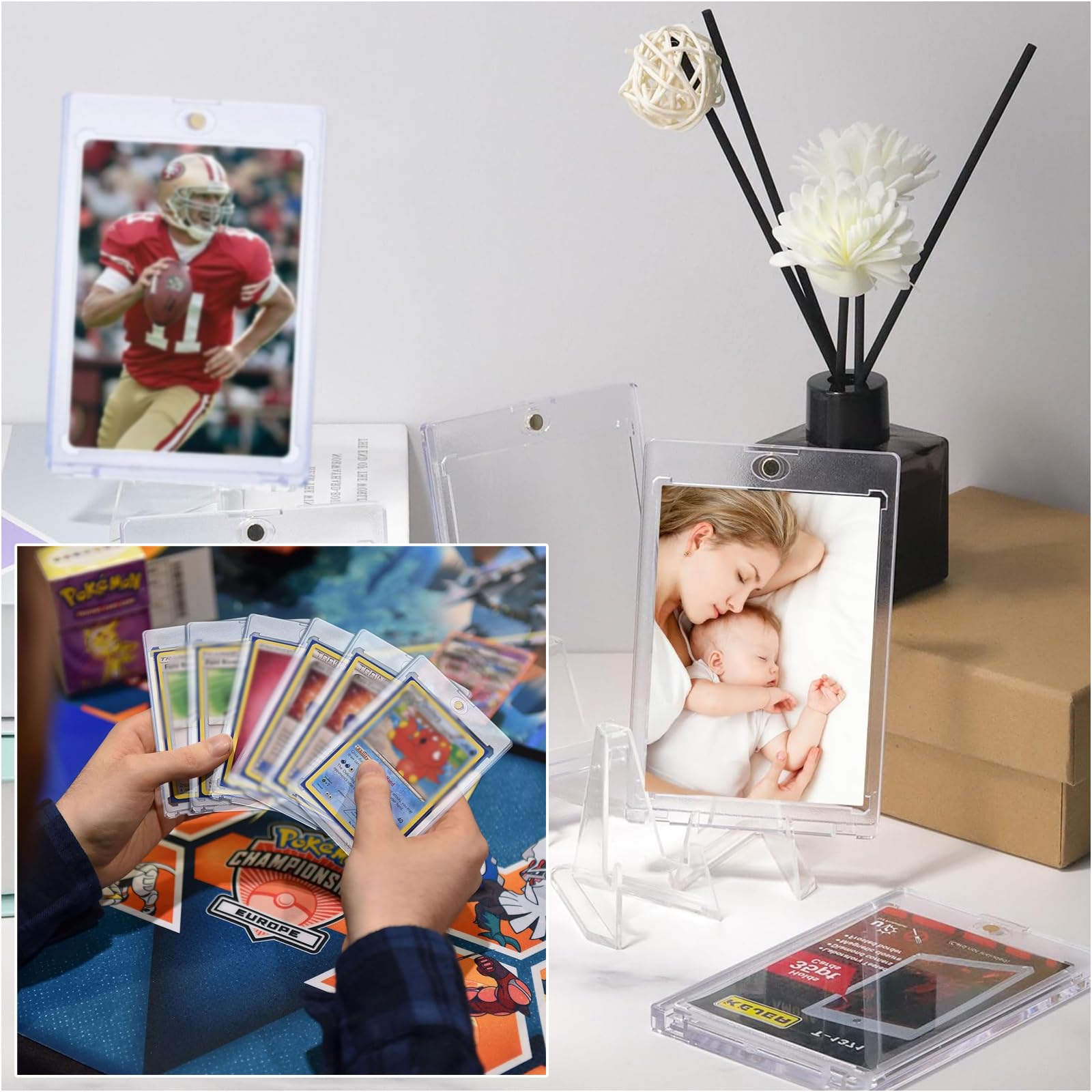 Custodie Protettive In Acrilico Per Carte Da Collezione - Set Da 3 Pezzi Con Chiusura Magnetica - Adatte A Tutte Le Carte Standard (trading Card)