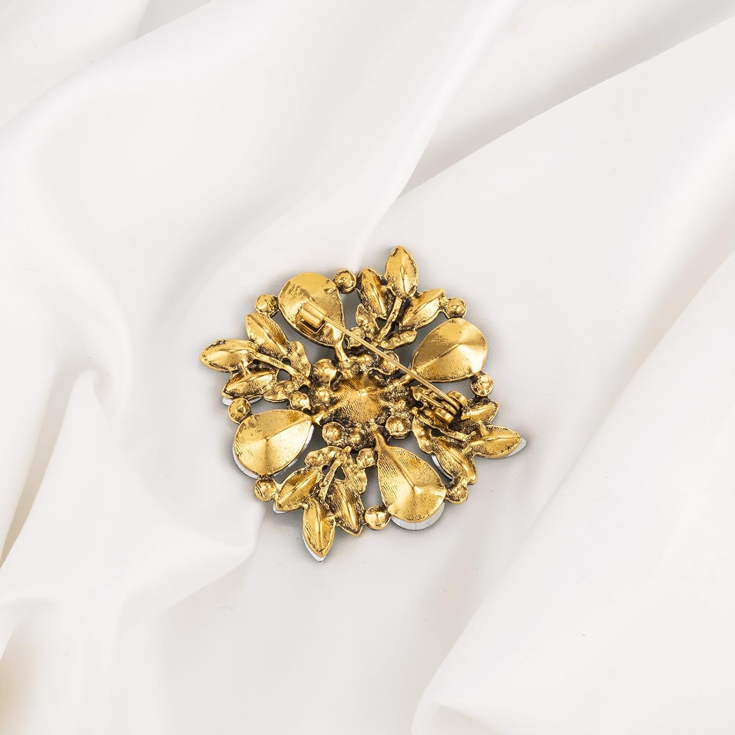 LAXPICOL Vintage Clear Austrian Crystal Elegant Cross Flower Brooch Pin For Women Wedding Broach Pin - Image 4