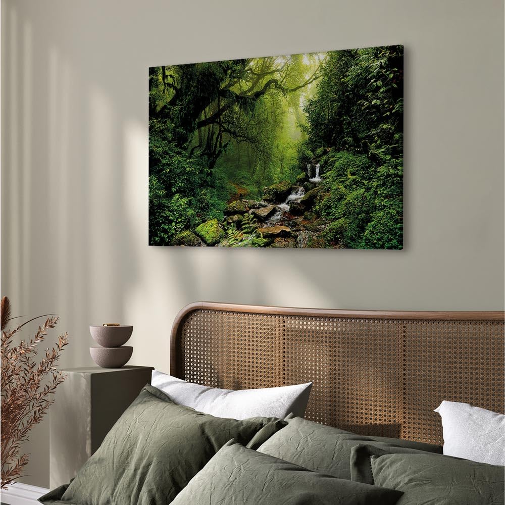 B&D XXL - Leinwandbild Wald Bach 120x80, 120x80 cm, 1-teilig, Schlafzimmer