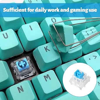 100 Mechanical Keyboard Switches,Blue Switches with 3-Pin Transparent Caps,Dustproof and Waterproof,Kkeyboard Keys Suitable for DIY Kits,LED Keyboards,Gaming Keyboards,Etc