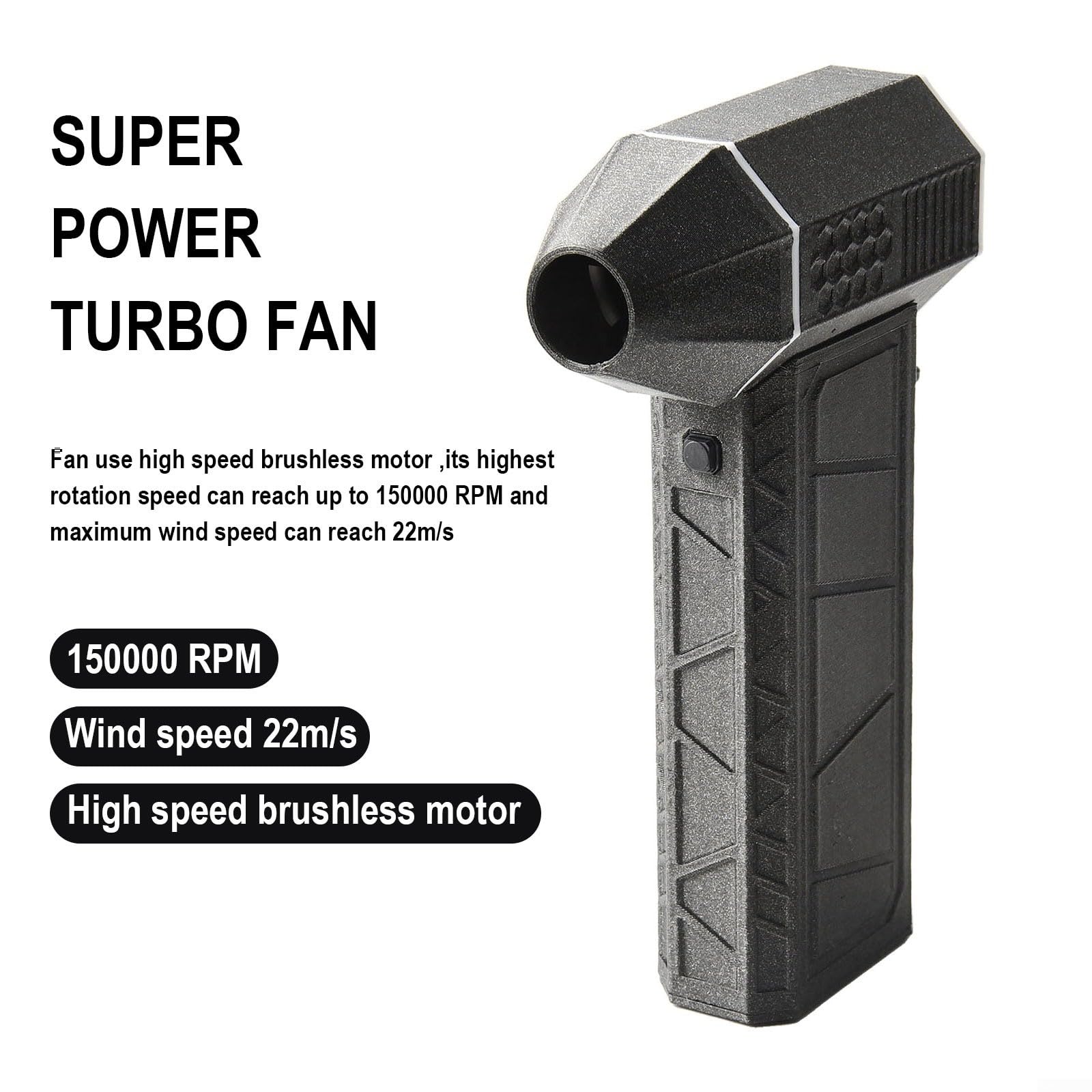 1 Turbocompressore elettrico portatile 150000 giri/min motore brushless per petg fibra di carbonio Shell nero per la pulizia delle attrezzature esterne