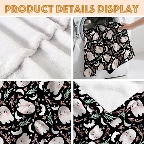 Miniatura 4 de SUPERICH Manta de fantasma de Halloween para bebé, regalo súper suave, manta acogedora para recién nacido, manta para cochecito de bebé, manta para