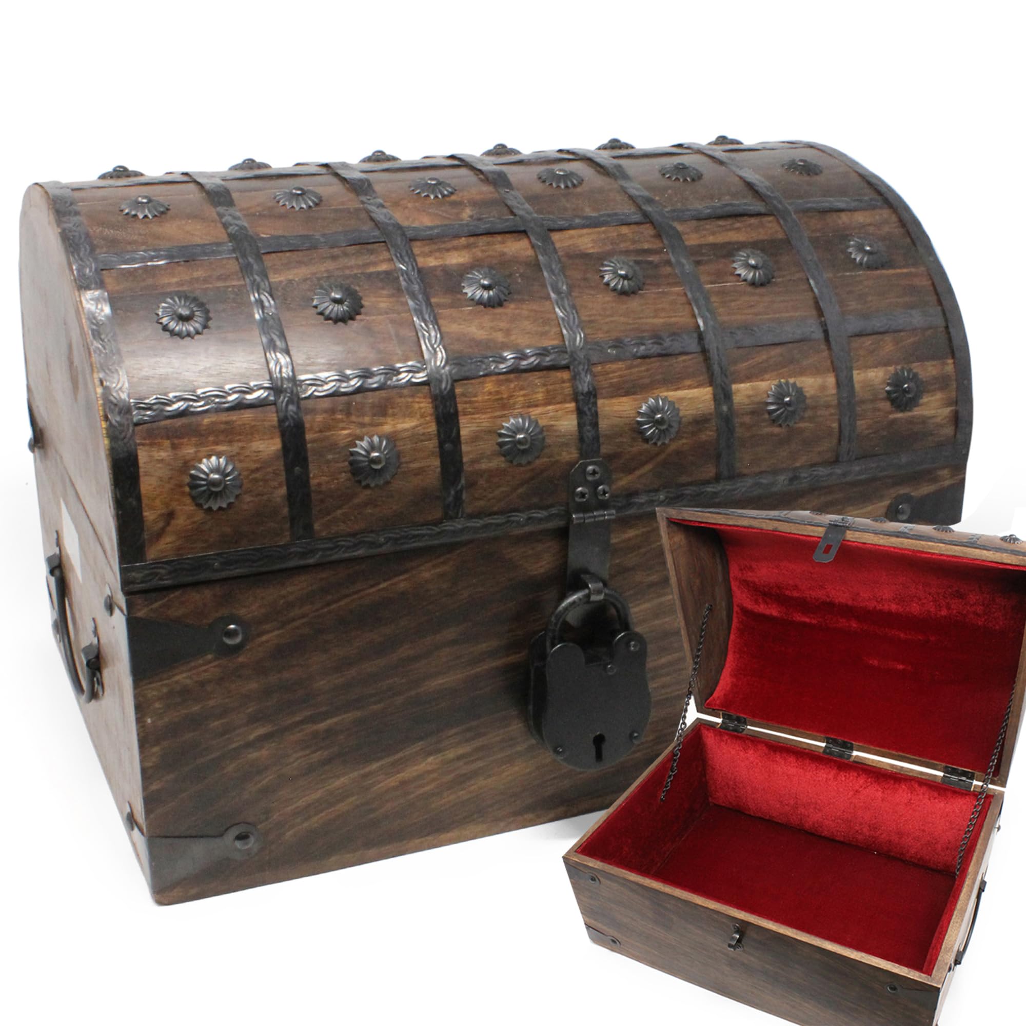Amazon.com: Nautical Cove Wooden Treasure Chest with Padded Velvet
