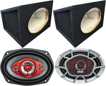 SoundXtreme 6x9 4-Way 520W Car Audio Speakers + 2X Audiotek S1 6x9 Car Van Truck Speaker Box