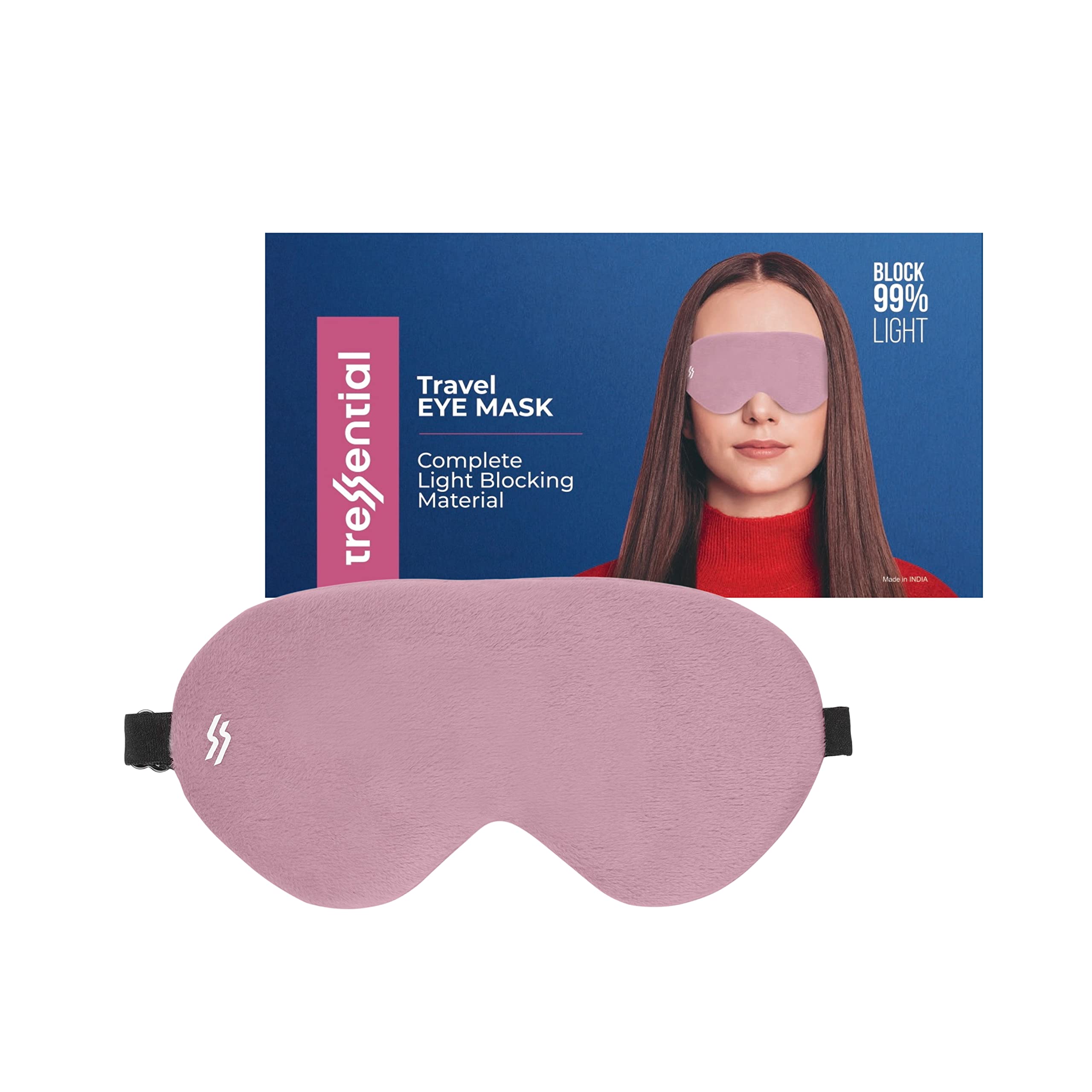 Tressential Fabric Super Soft Travel Sleep Eye Mask Or Blindfold With Adjustable Strap For Men, Women & Kids|Used For Sleeping, Traveling, Relaxation, Meditation, Blind Fold (Pink)-image-15