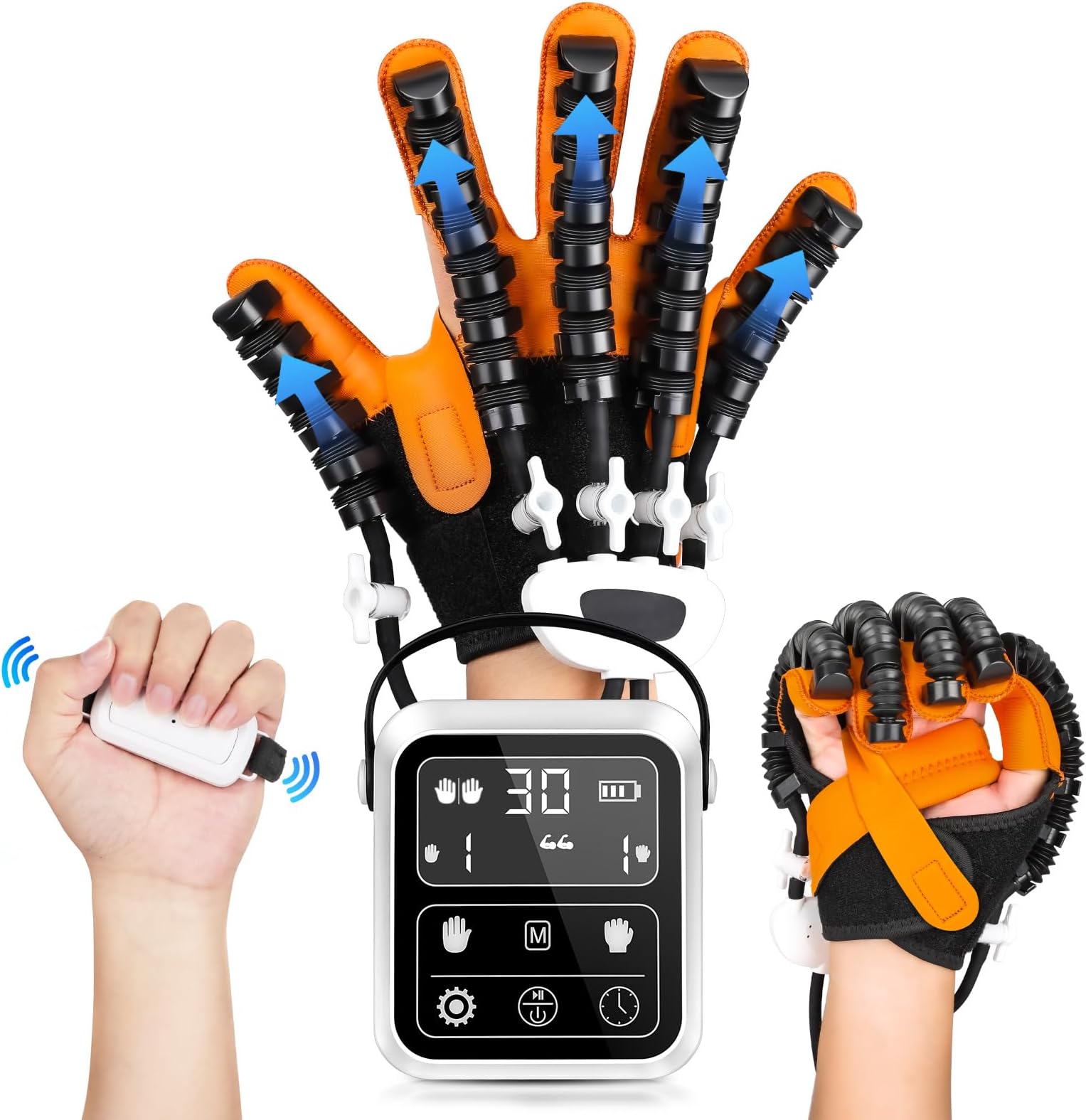 Hand Rehabilitation Robot Gloves, 3rd Generation Portable USB Chargeable Hand Stroke Recovery Equipment, 4 Modes & 9 Strength Levels Robot Hand Gloves For Hemiplegia Hand Therapy, Right hand S