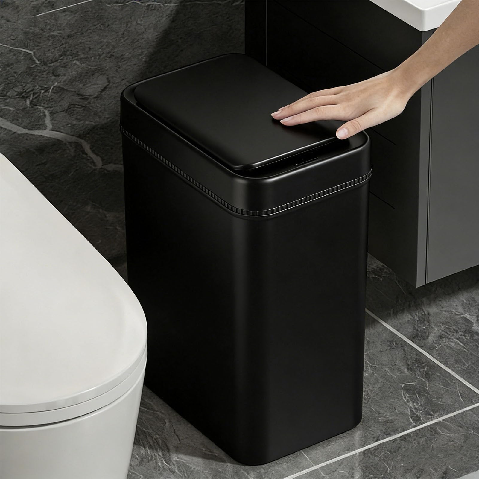 Rengue Pojemnik na śmieci z Czujnikiem Ruchu 16L z automatyczną, (BLACK)