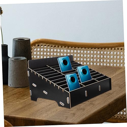 Miniatura 6 de Organizador de estantes de escritorio, almacenamiento de cable para oficina, estante de exhibición de teléfono de madera, soporte de almacenamiento