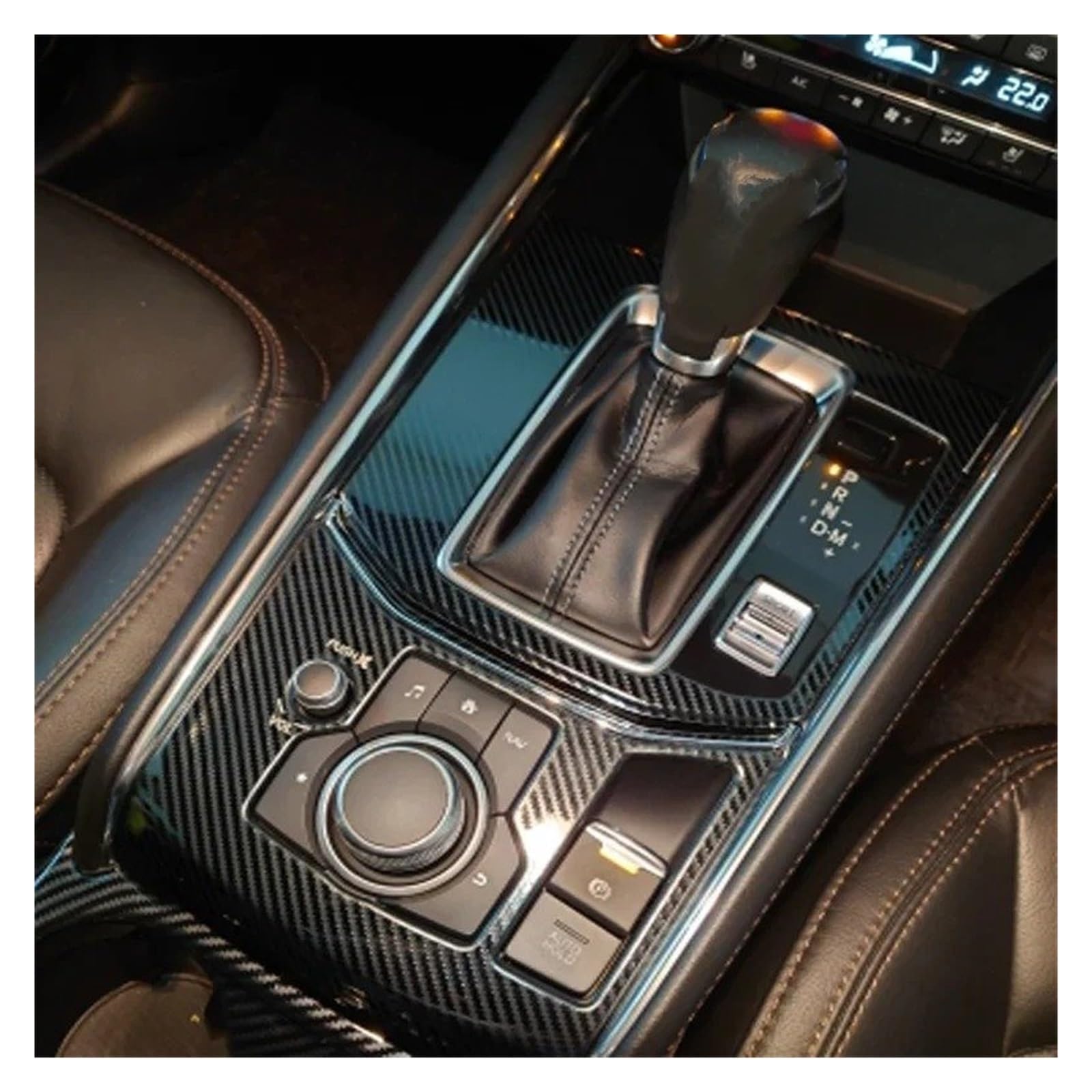 Innenausstattung Für Mazda Für CX-5 Für CX5 KF 2017-2024 Auto Zubehör Carbon Fiber Getriebe Shift Box Abdeckung Molding Trim Dekoration Rahmen Innen(RHD Black Model 1)