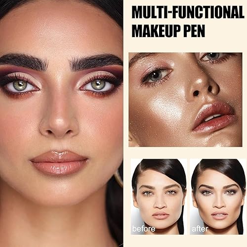 Miniatura 7 de Varita de belleza en barra de contorno, maquillaje facial de contorno líquido, acabado mate con aplicador de cojín suave, varita de belleza ligera y