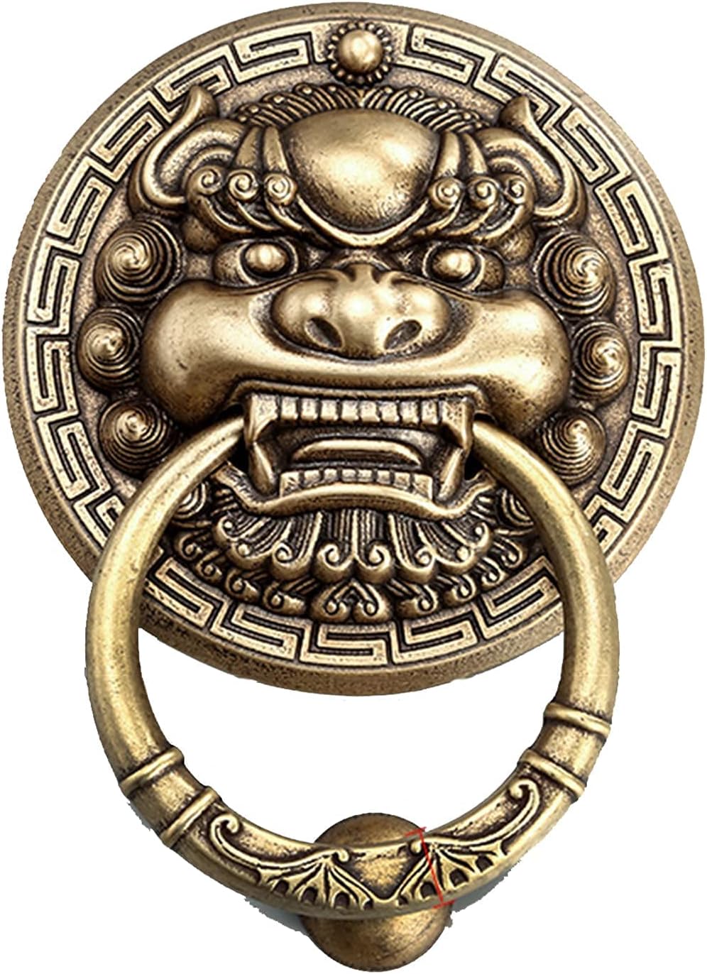 Animal face Bronze Door Knocker Antique Brass Anti-Rust Door Ring Handle for Retro gate Yard Wooden Entrance Door Home Decoration Accessories (Size: 13.5cm Diameter) (13.5cm Diameter)