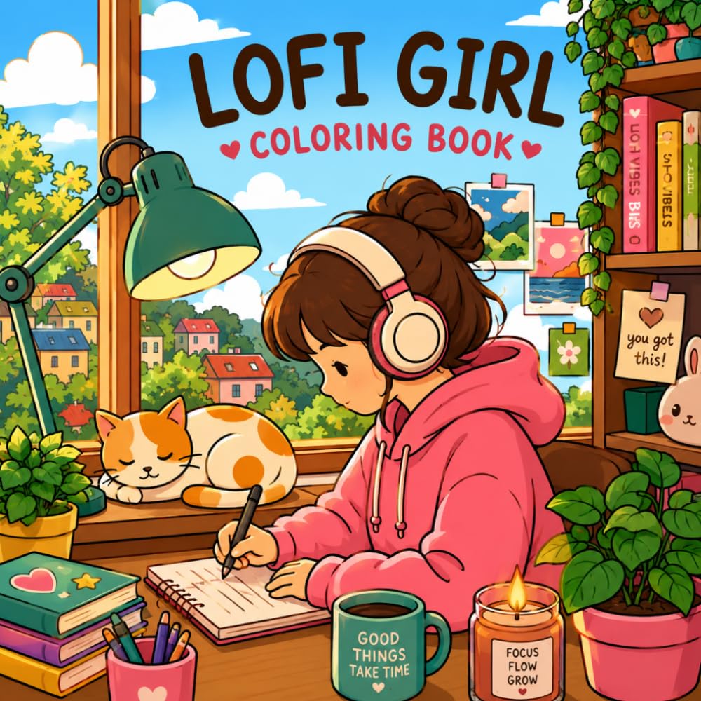 Cozy Moments: A Lofi Aesthetic Coloring Book: Relaxing Bold and Easy Scenes for Stress Relief, Mindful Chill Vibes and Large Print Illustrations for Beginners, Teens, and Adults