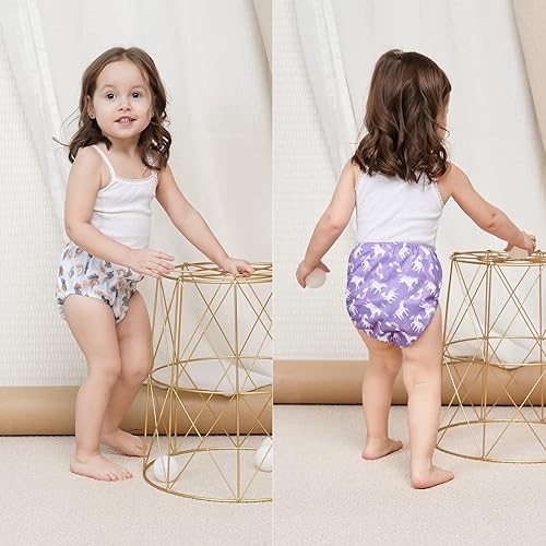 Miniatura 3 de SMULPOOTI 8 paquetes de ropa interior de entrenamiento de plástico reutilizable para niñas y funda impermeable para pañales para pantalones de goma