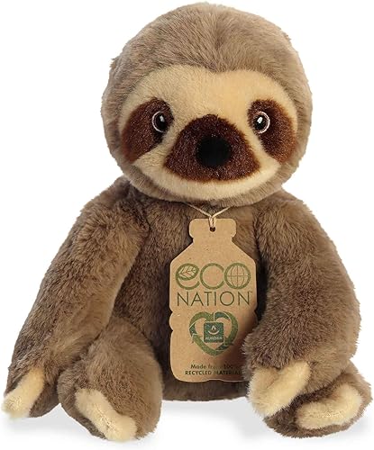 Miniatura 1 de Aurora Eco-Friendly Eco Nation - Animal de peluche ecológico, hecho con materiales reciclados, pereza color marrón, 9.5 pulgadas
