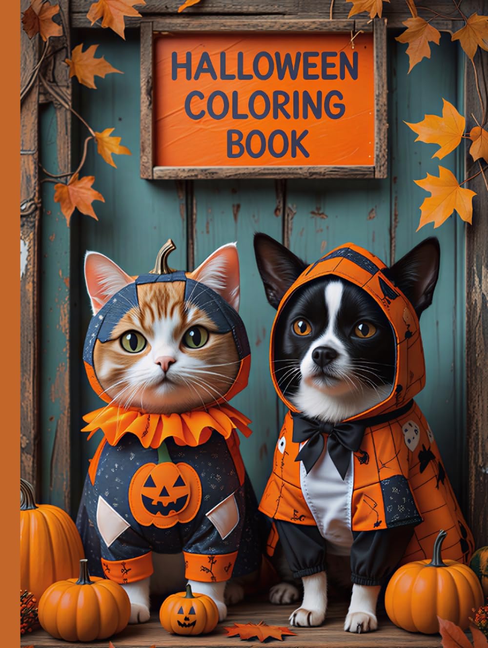 Halloween Pets Coloring Book: Cute Cats and Dogs in Costumes: Relaxing coloring pages for kids and adults featuring adorable animals in costumes, creative fun and stress relief