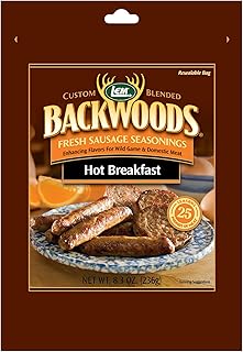 LEM Products Backwoods Hot Breakfast Fresh Sausage Seasoning, Ideal for Wild Game and Domestic Meat, Seasons Up to 25 Pounds of Meat, 8.3 Ounce Packet