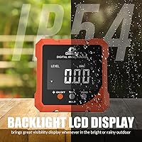 Vista 5 de Buscador de ángulo digital con láser, medidor de ángulo digital magnético de 4 lados, mini herramienta de medición de nivel láser digital