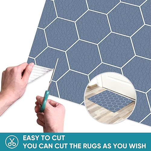 Miniatura 3 de JML Alfombra de cocina de 2 piezas, 17.3 x 28 + 17.3 x 47 pulgadas, antideslizante, cortable, de PVC, alfombra de área impermeable para piso,