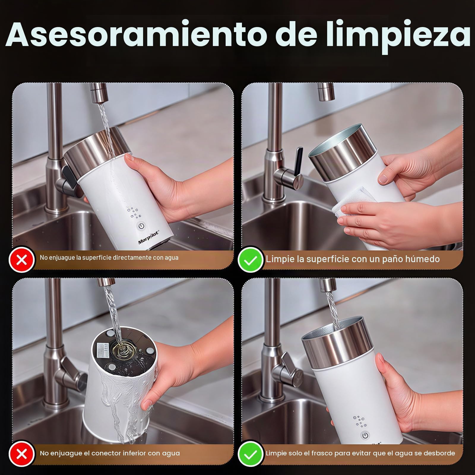 Morpilot Espumador de Leche Eléctrico Automático, Función 4 en 1, Acero Inoxidable, para Espuma Fría y Caliente, Latte, Capuchinos y Macchiato, Blanco