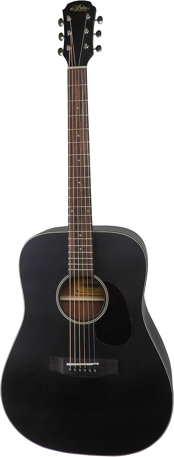 Aria Vintage 100 Series 6 string Dreadnought Acoustic Guitar Matte Black (ARIA-111-MTBK)