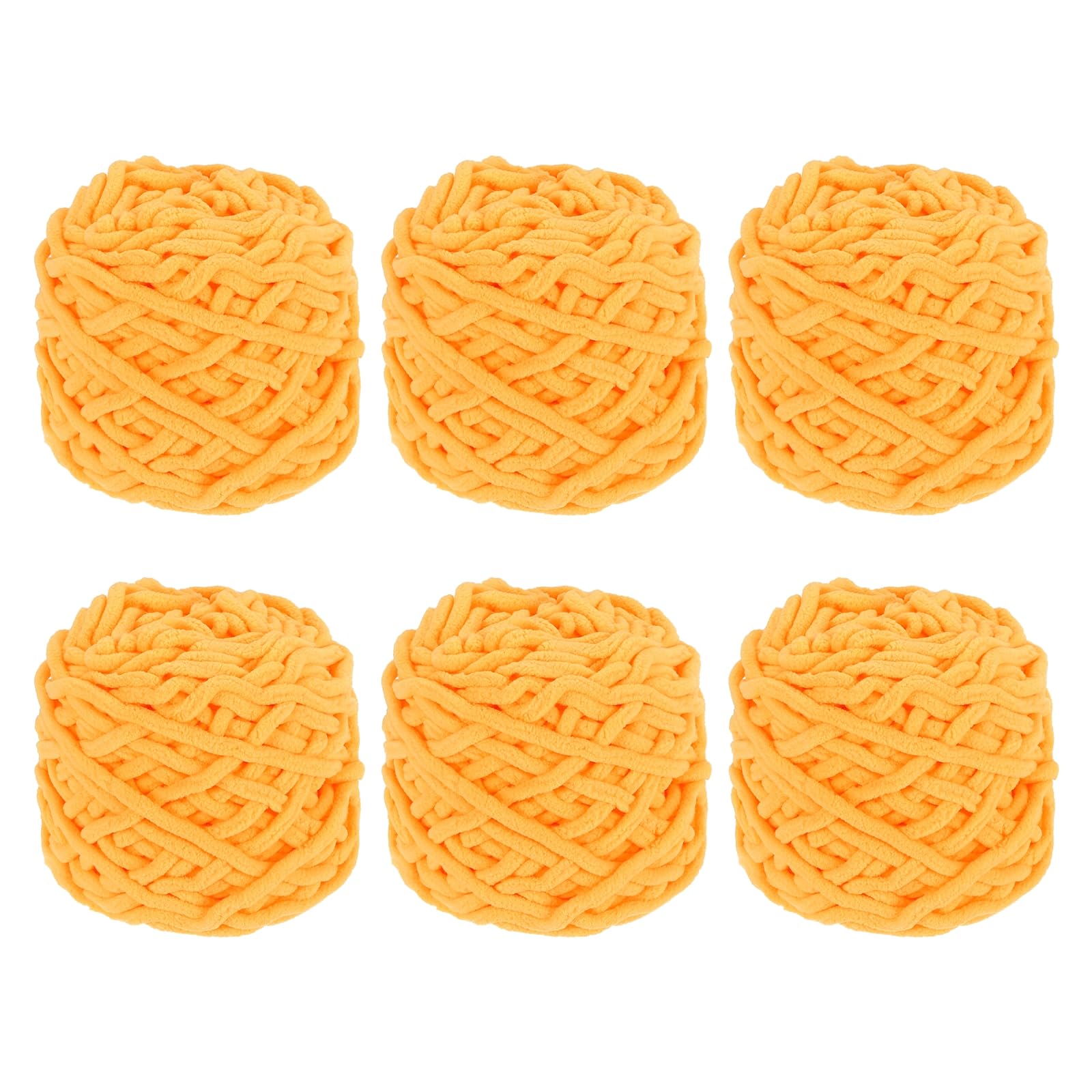 QUARKZMAN 6 Pezze Filato Per Coperta, 45 Metri Morbido Velluto Peluche Spesso Filato Chenille Per Coperta Sciarpa Scialle Lavoro A Maglia A Mano Artigianato, Giallo Dorato