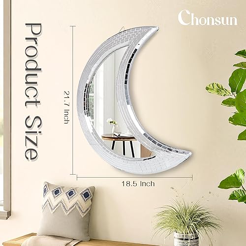 Miniatura 2 de Espejo de tocador de 21 pulgadas, espejo de baño, decoración de pared grande, mosaico y luna, espejo colgante para sala de estar, chimenea,