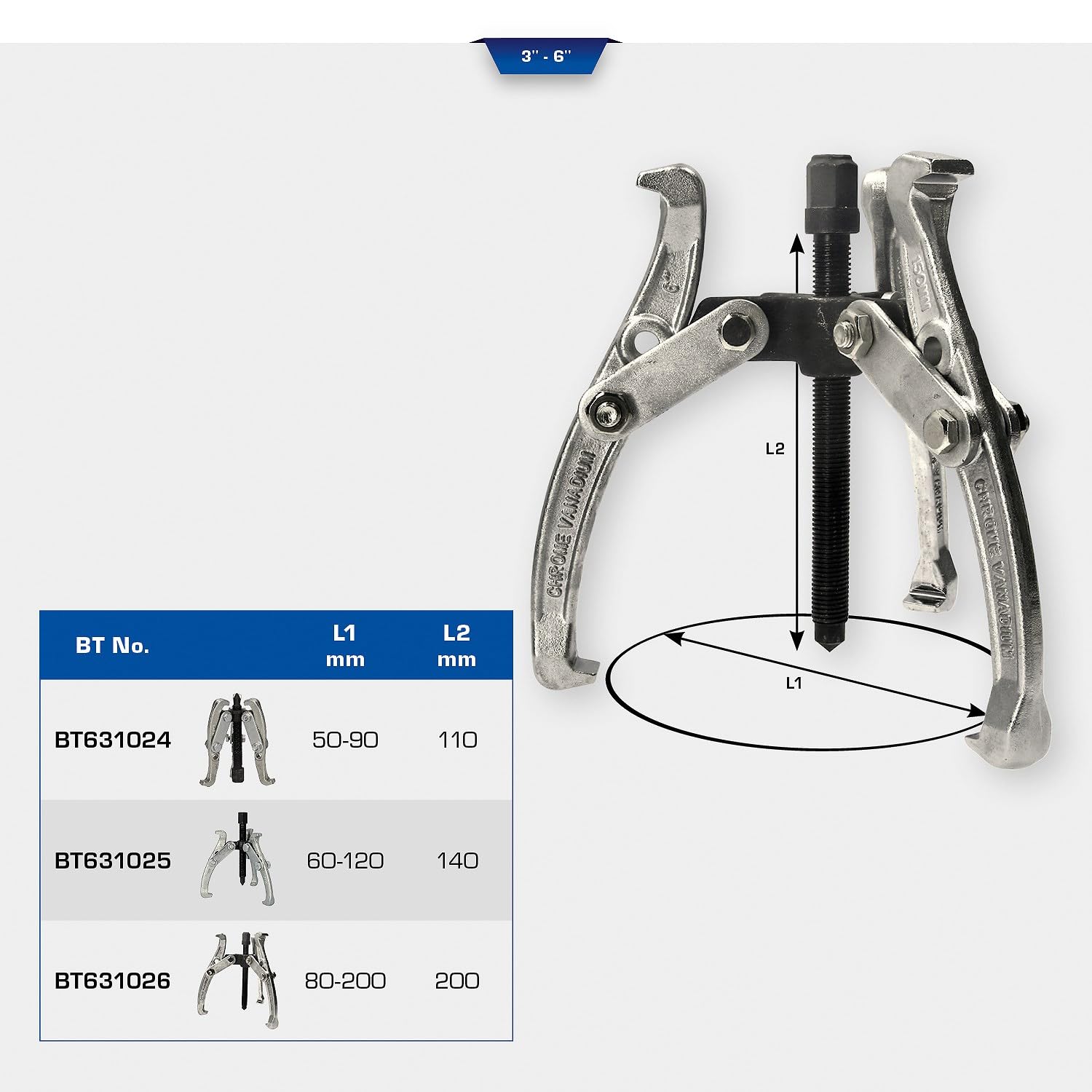 BRILLIANT TOOLS BT631026 Estrattore universale a 6 bracci, 3" [Powered by KS TOOLS]