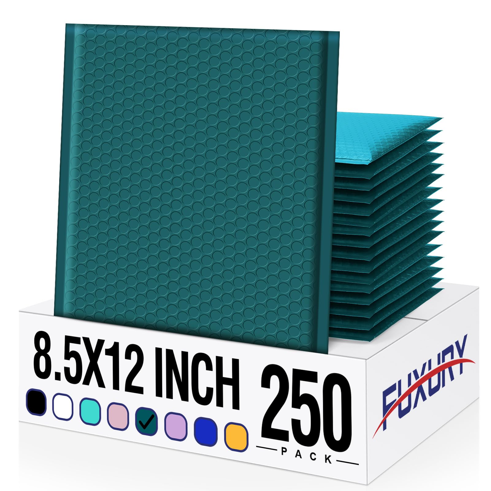 Fuxury Bubble Mailer Bulk 8.5 x 12" 250Pack Forest Green Padded Envelopes