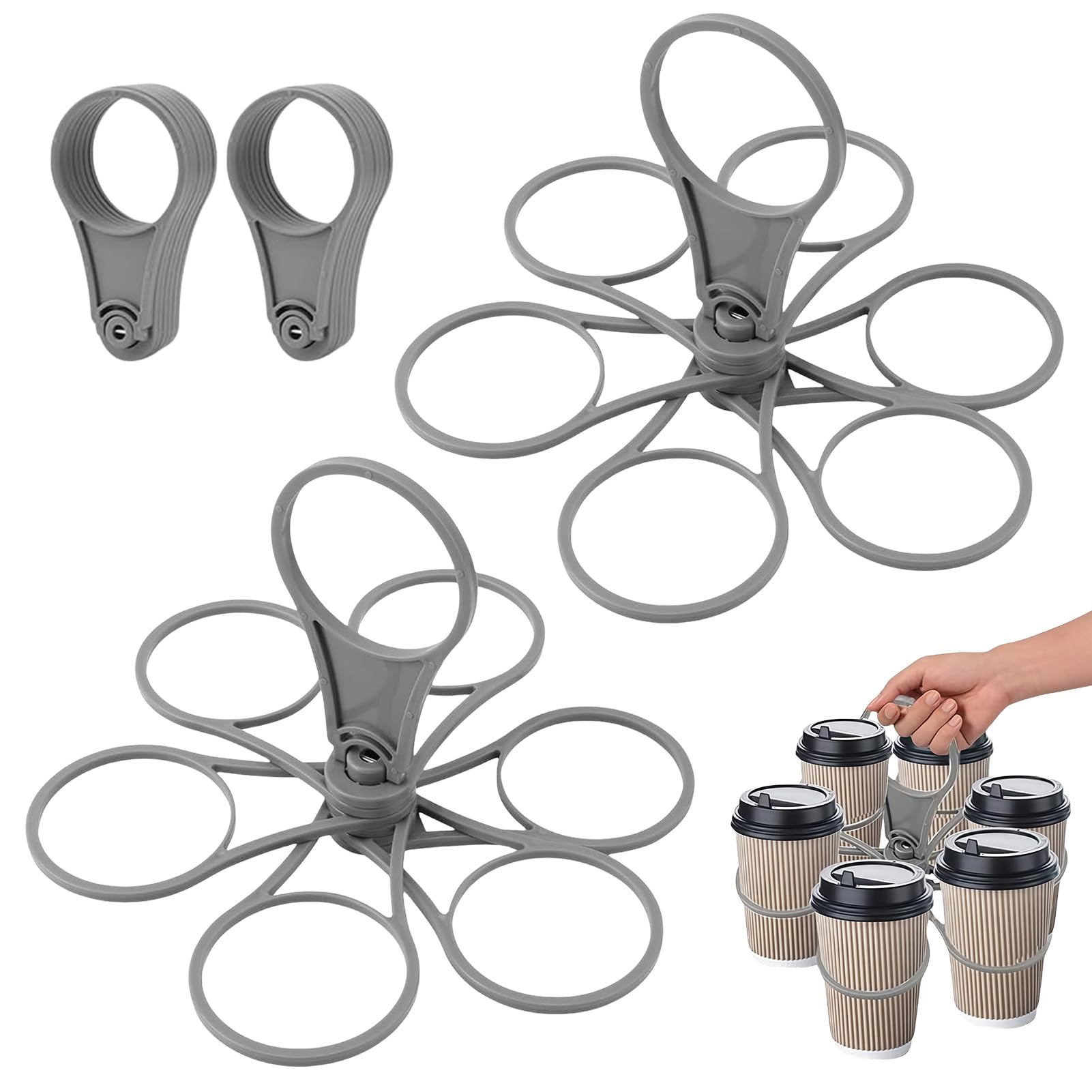 Lot de 2 porte-gobelets avec poignée, porte-gobelet pour festival avec capacité de 6 verres, porte-gobelet pliable pour les activités de plein air et les réunions de famille