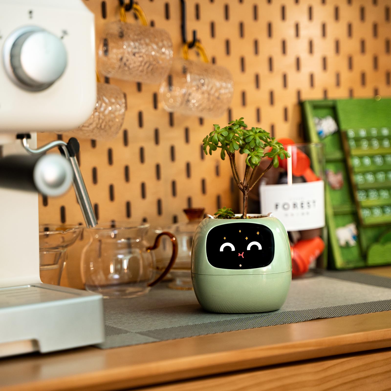 PLANTSIO Maceta inteligente de hiedra para decoración del hogar, plantas, compañera, configuración ordenada de escritorio, regalo, maceta para mascotas, guía robótica para el cuidado de plantas con