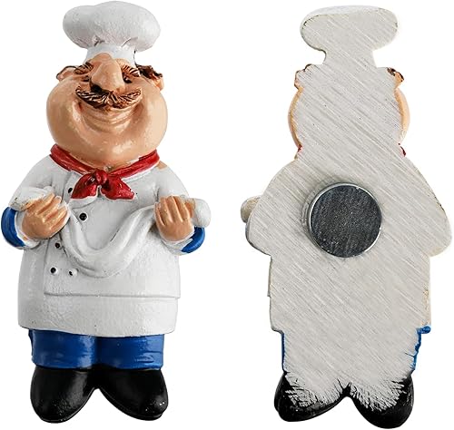 Miniatura 3 de Lyellfe 10 imanes de chef para refrigerador, bonitos imanes de chef italiano para refrigerador, divertidas decoraciones de figura de chef de cocina,