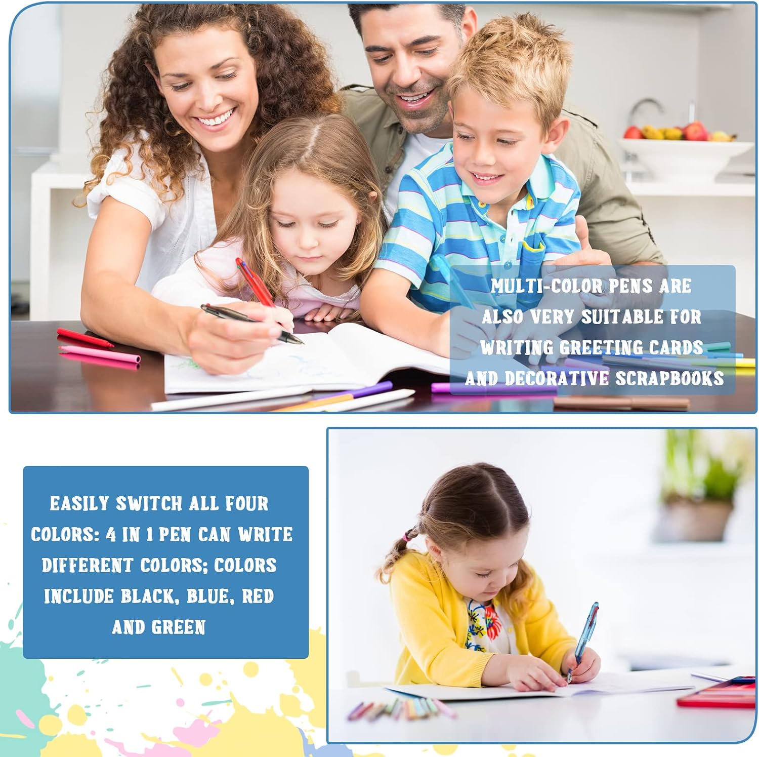 4 Colour Pen 4 Pieces Multi Colour Pens 4 in 1 Pen Retractable Ballpoint Pen Multicoloured Pen for Office Home School Supplies - Image 5