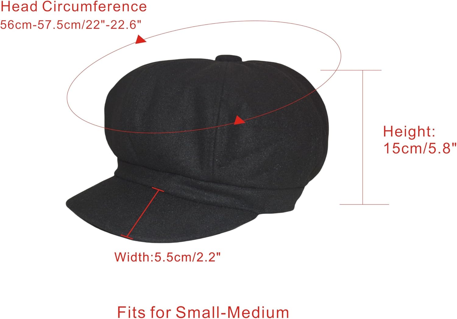 Women's Beret & Baker Boy Hat - 8 Panel, Winter & Fall, Newspaper Boy Style - Image 3