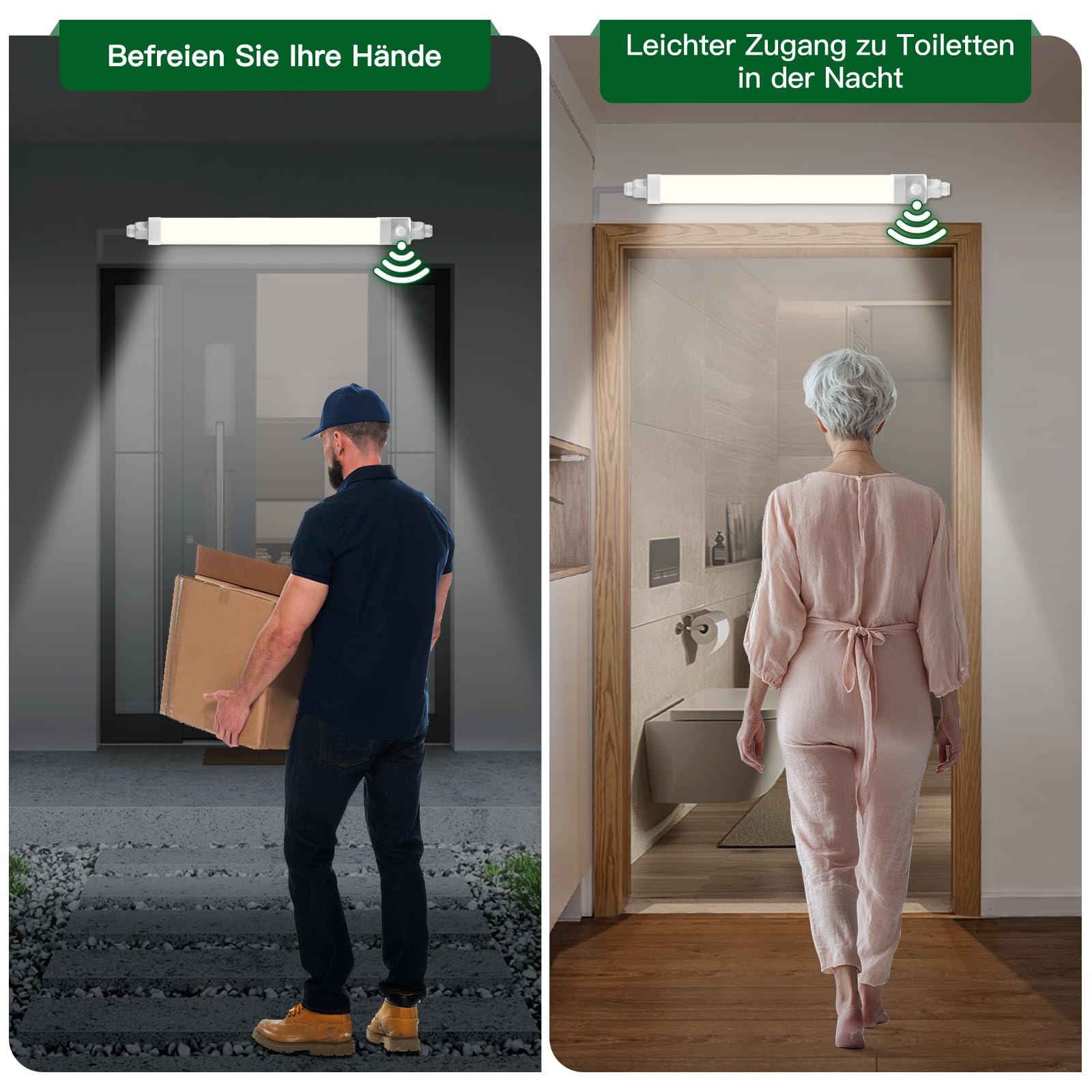 3 Stück Feuchtraumleuchte LED mit Bewegungsmelder, 120cm 36W 3600LM 4000K Neutralweiß Garagenlampe, IP65 Kellerlampe, Verknüpfbar Feuchtraumlampe für Büro Flur Treppe Garage